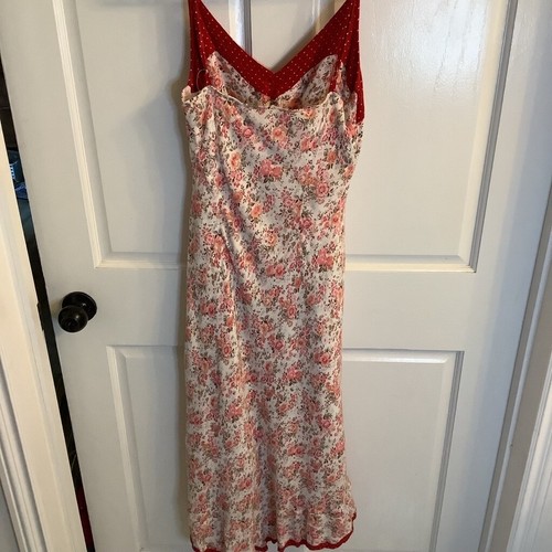 Y2K vintage Women's Newport News Dress M Red White Floral S1ze 10