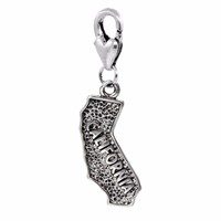 California Silhouette Map Word Clip On Lobster Claw Dangle Charm For Bracelets California Silhouette Map Word Clip On Lobster Claw Dangle Charm For Bracelets