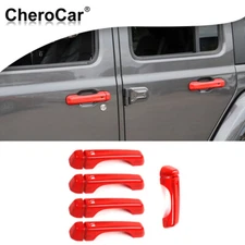 5xRed Door Tailgate Handles Cover Trim Decor Frame For Jeep Wrangler JL 18+4Door