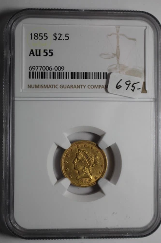 1855 $2.50 Liberty Gold AU55 NGC #009