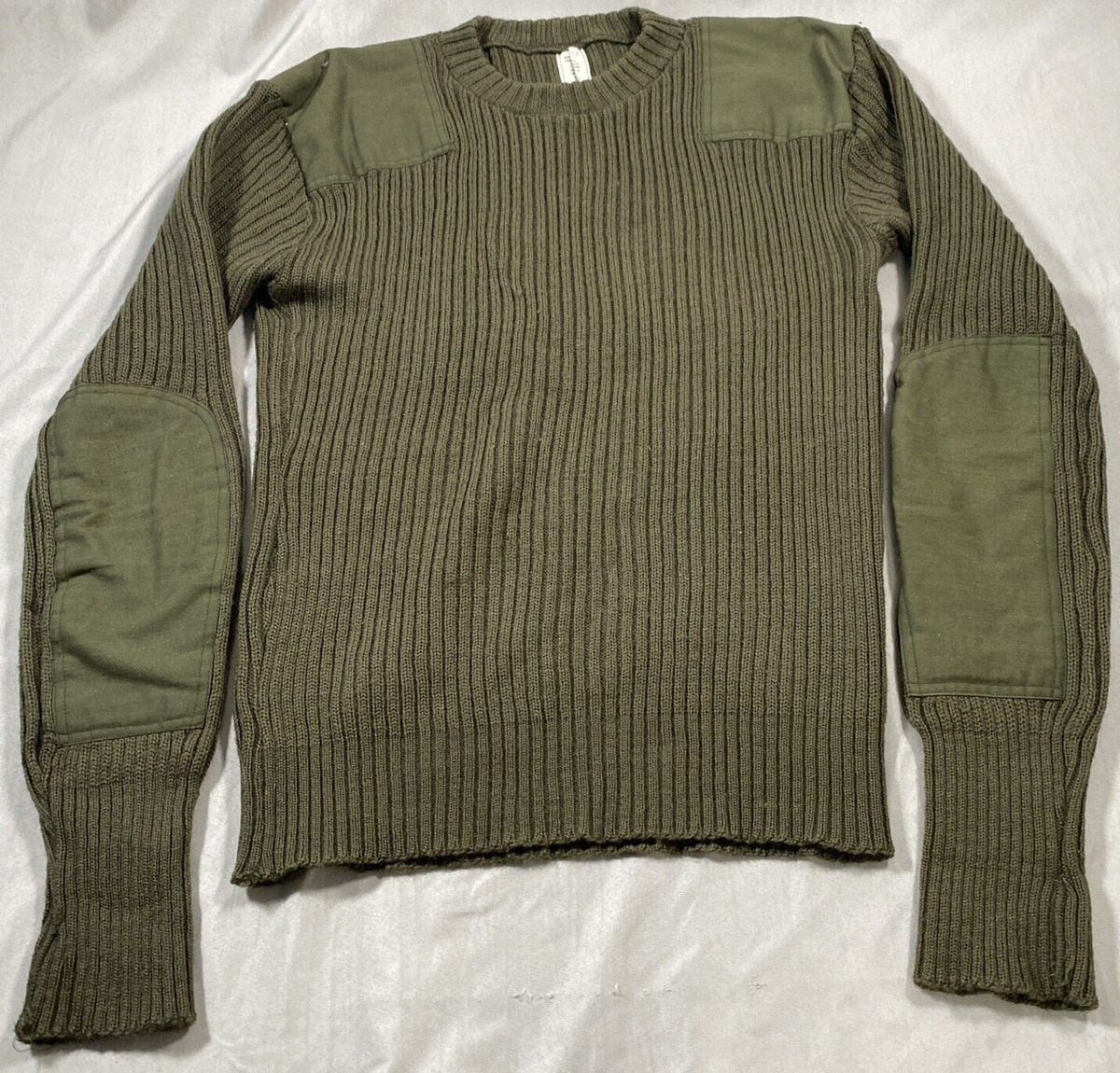 Army Sweater Mens 41 Wool Green Olive Military Issue Padded Shoulders  Vintage