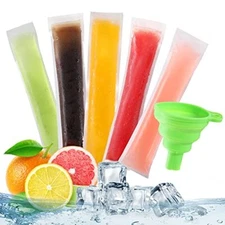 Disposable Popsicle Mold Bags for Yogurt Ice Candy with Silicone Funnel