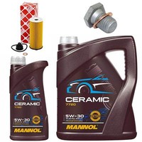 MotoröL Filter Set Mannol 5W-30 Ceramic 6 Liter + Schraube FüR BMW X1 2Er Mini