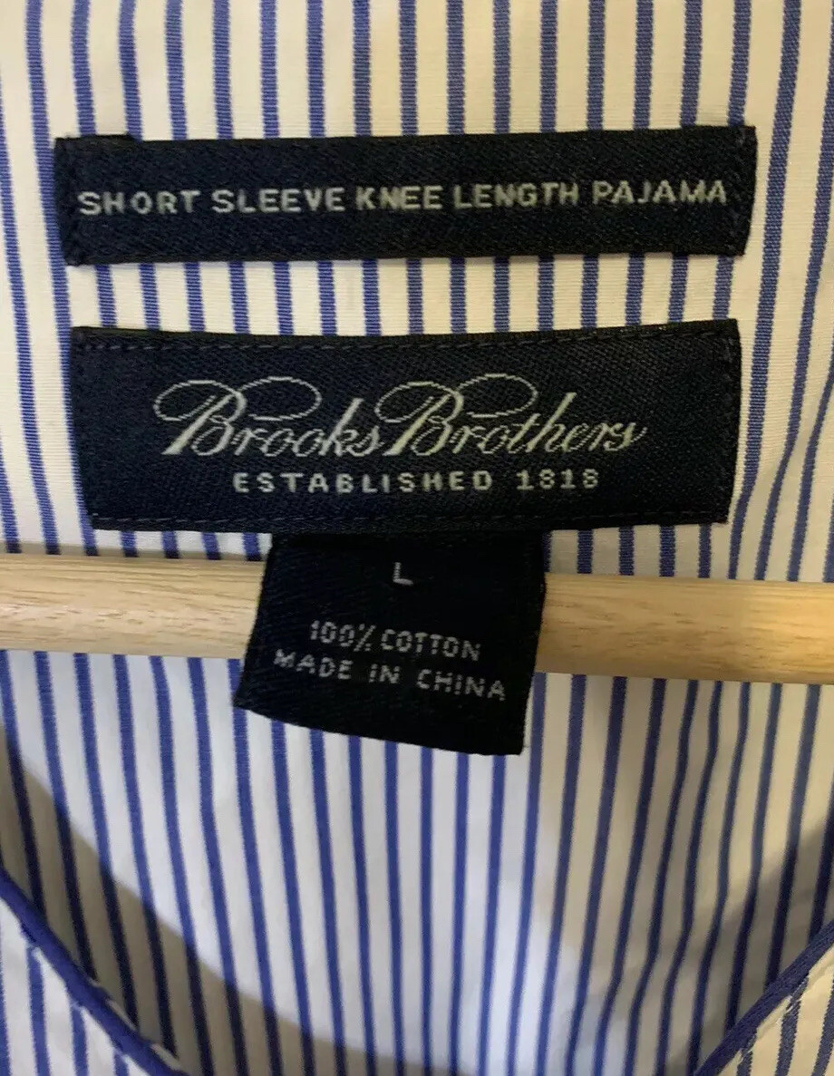 トップス 90s Brooks Brothers pajamas shirt Brooks Brothers Sz L 100% Cotton Blue Pajama Shirt Top | eBay