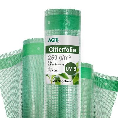 AGRI PLUS Gitterfolie Gewächshausfolie Gartenfolie Frühbeet Gitter Gewächshaus Tomatenhaus