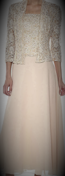 Emma Street Two-piece Lace Jacket Dress, Champagne, Size 10