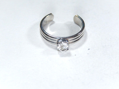3.5mm Wide Ribbed Design Sterling Silver CZ Toe Ring Adjustable | eBay