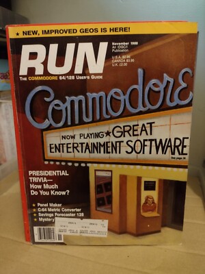 RUN Commodore 64 User's Guide (Nov 1988) Warehouse Inventory in VG/VF Condition