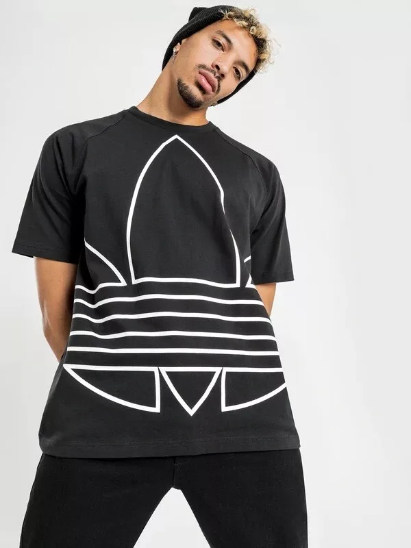 Adidas Originals Men's Trefoil Outline T-shirt- GE6229 - Black/White - Small | eBay