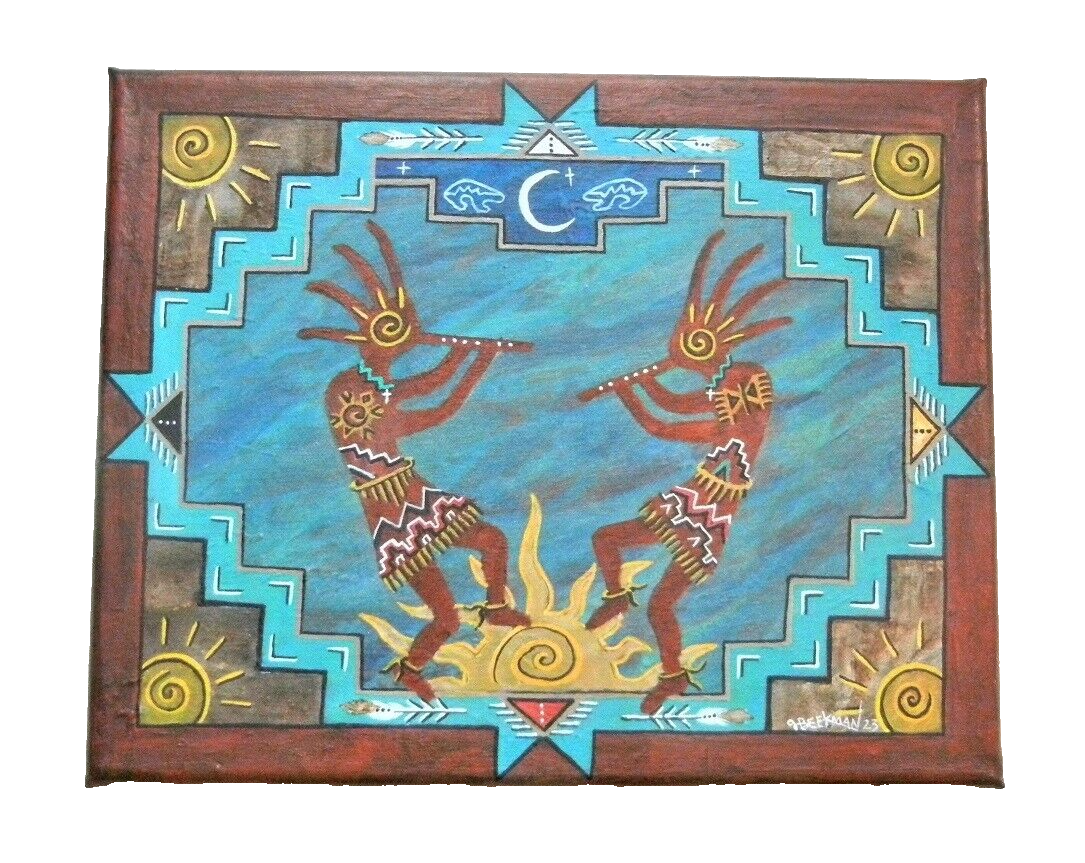 ORIGINAL SOUTHWESTERN KOKOPELLI Painting on CANVAS By G. Beekman K2777