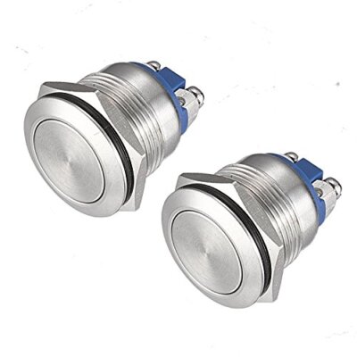 19mm Momentary Push Button Switch, Waterproof Stainless Steel, 2 PCS