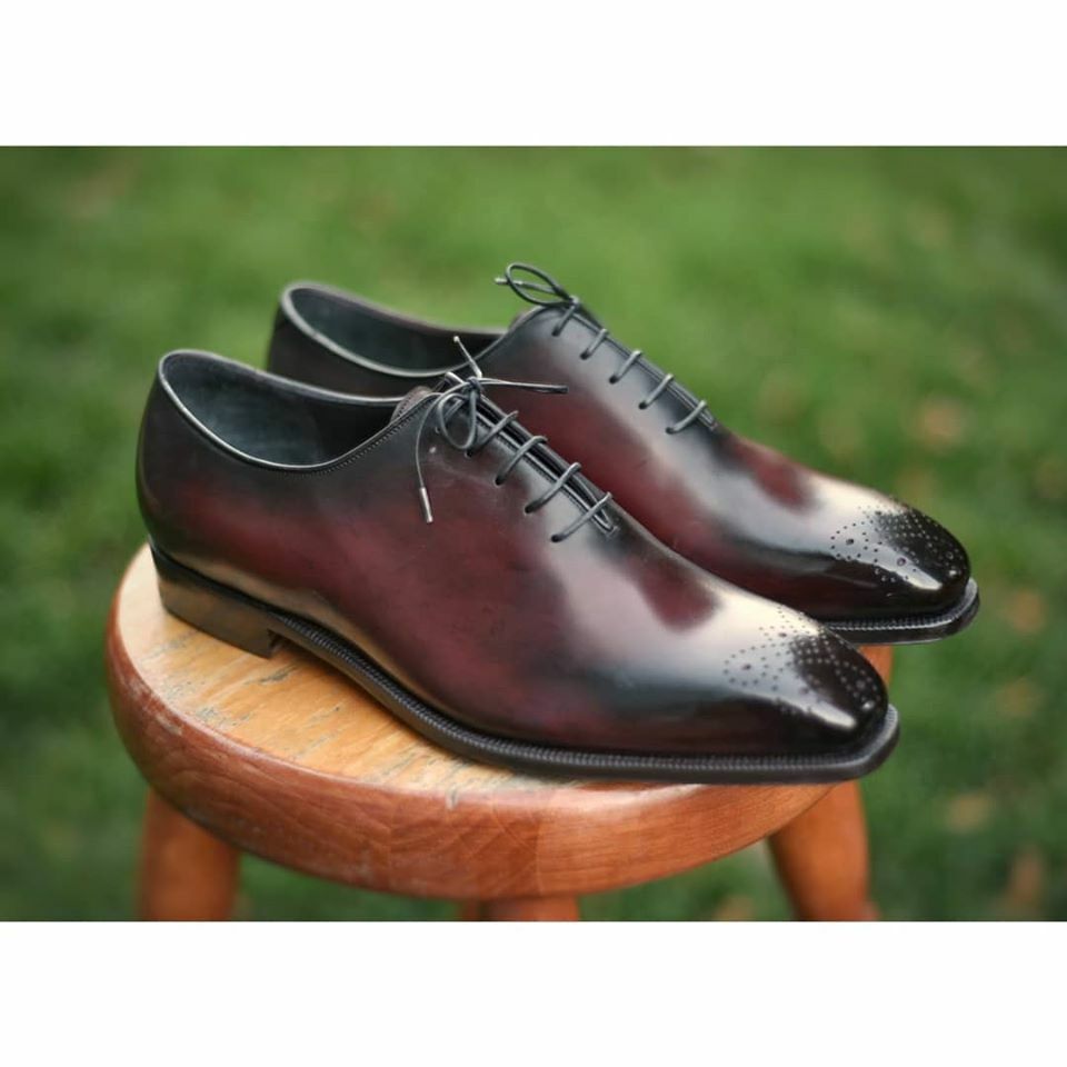 black and burgundy dress shoes Handmade Mens Dark Oxfords shoes, burgundy formal leather Each shoe goes through