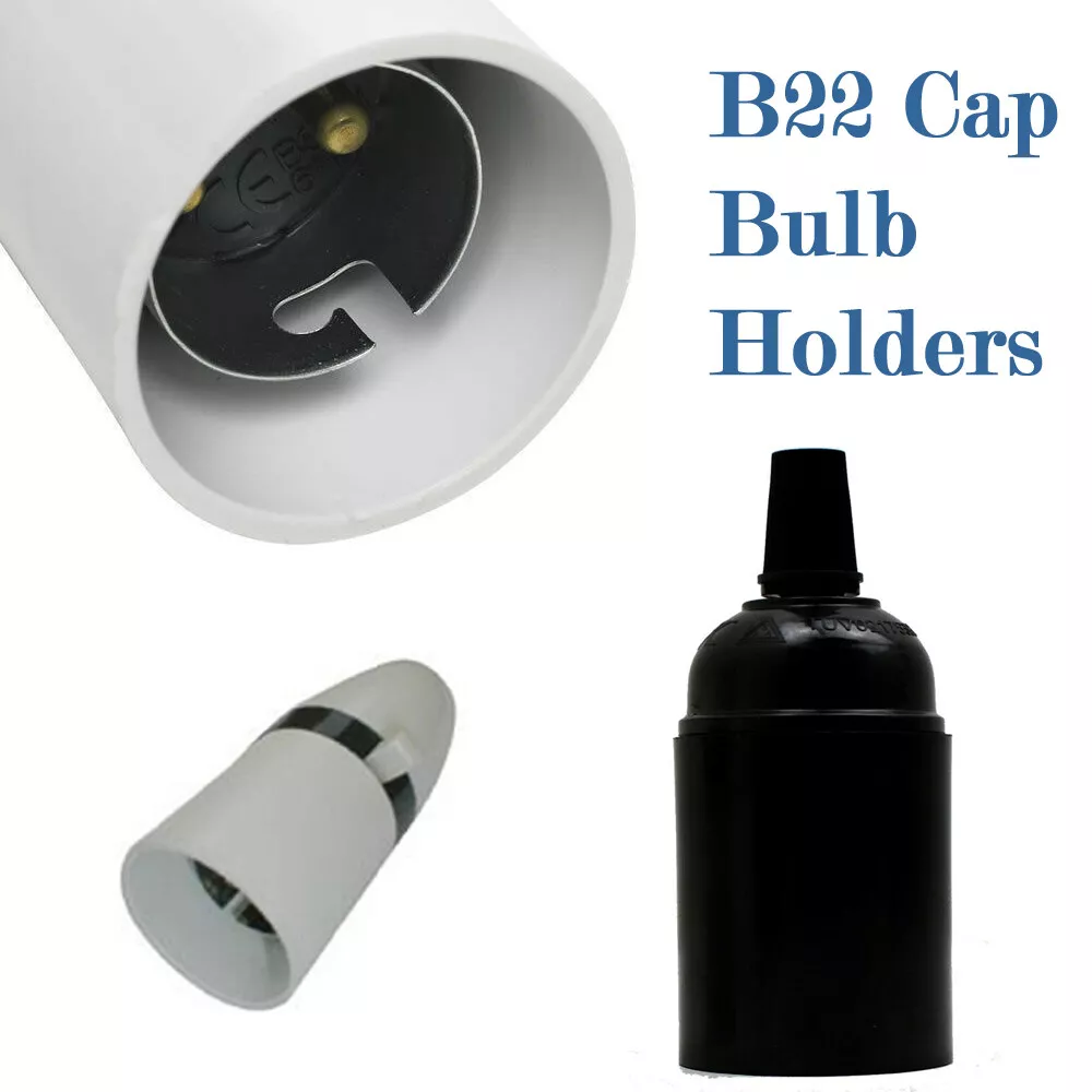 BAYONET LAMP HOLDER STANDARD B22 BULB CAP SWITCHED LIGHT BULB HOLDER BLACK WHITE