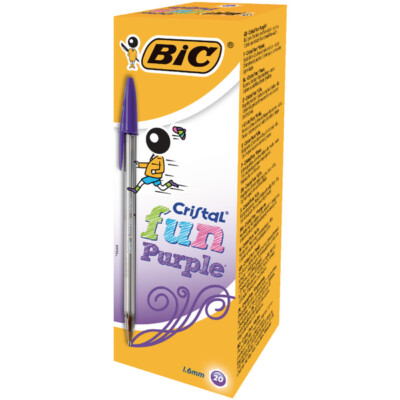 Bic Cristal Fun Purple Ballpoint Pen Pk 20 929055