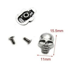 Pkg of 5 SKULLS Metal Rivet Studs 5/8" x 3/8" 15.5mm Leather Crafts 3020 