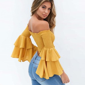 ruffle sleeve off the shoulder top