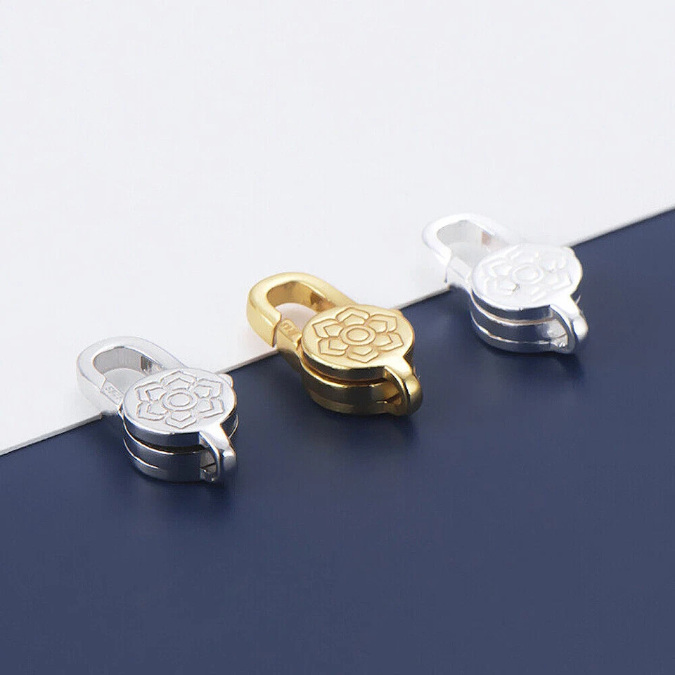 925 Sterling Silver Lotus Lobster Claw Trigger Clasp 15.3x7.3mm F0541 - Image 4 of 4