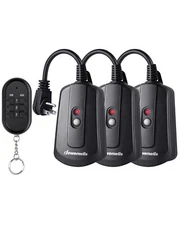 DEWENWILS 3 Pack Outdoor Indoor Wireless Remote Control Outlet Switch Plug Black