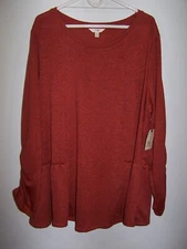 NWT - Terra & Sky Spiced Cider Color Peplum Tunic Blouse Size 2X