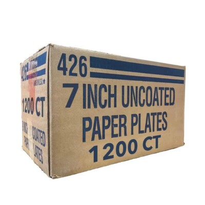 Wholesale 1200 Count 7-Inch Paper Plates Uncoated Disposable Lunch Plates White