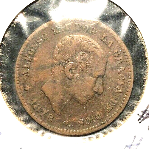 Spain 1878 OM 5 centimos KM 674 VF+