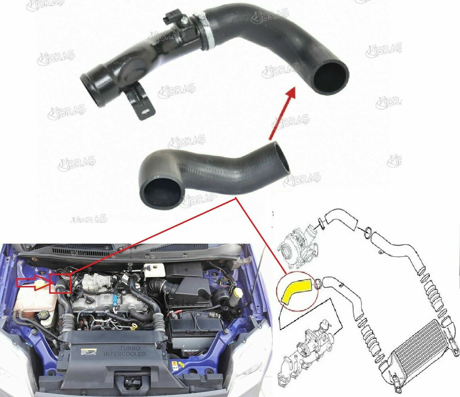 Intercooler Pipe Turbo Hose For Ford Transit Connect 1.8 Tdci 20062013
