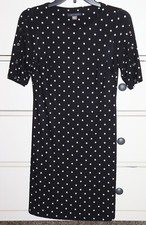 Ladies Tommy Hilfiger Boat Neck 1/2 Sleeve Sheath Black Polka Dot Dress size 4P
