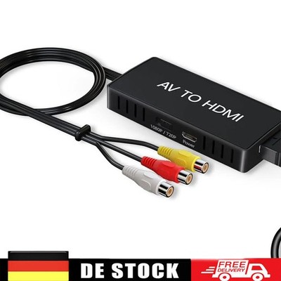 RCA auf HDMI AV zu HDMI Adapter, 1080P Composite CVBS AV zu HDMI Video Audio DE