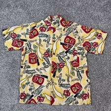 Vintage 1950s Alfred Shaheen Shriners Fez Hawaiian Mens Aloha Shirt Medium