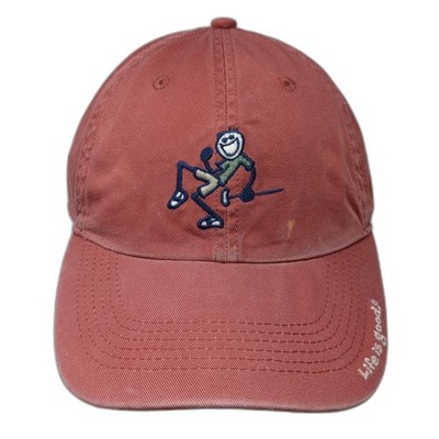 Life Is Good Jake Slideback Hat Red One Size Embroidered Adjustable