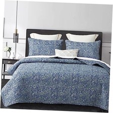 Floral Quilt Set King Size 3Pcs,Blue  Green King 106" x 96" Paisley Blue