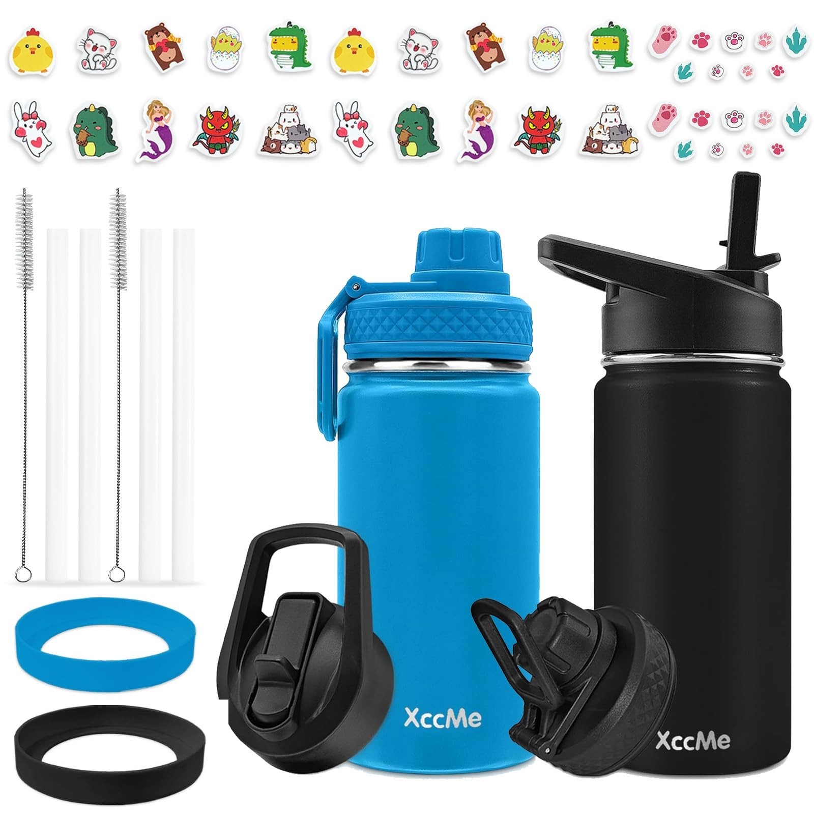 With 4 Lids,2 Pack Water Bottles For School,insulated...