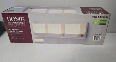 Home Decorators Alberson 3-Light LED Vanity light Brushed Nickel Frosted Shade