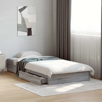 Bettgestell Mit Schubladen Grau Sonoma 90X190 Cm Holzwerkstoff