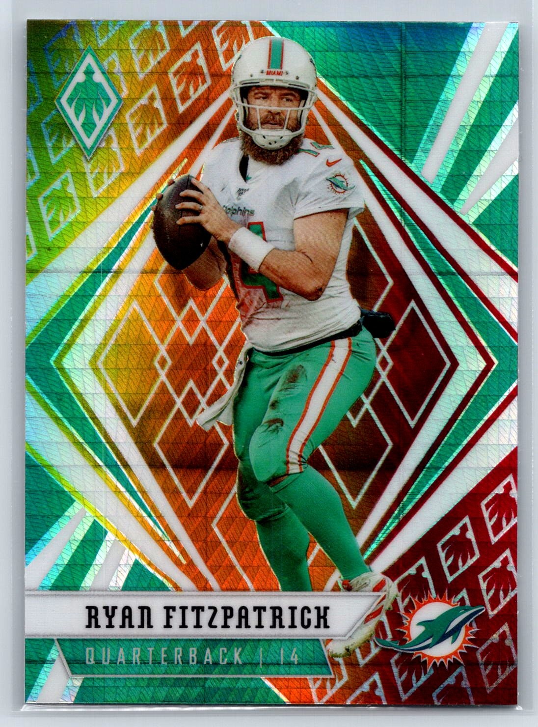 2020 Panini Phoenix Ryan Fitzpatrick Fire Burst Parallel Miami Dolphins #92