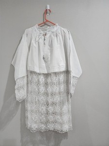 Antique Surplice/ Rochet with Hand Done Crochet Lace