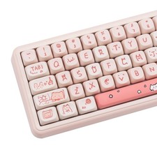 PBT Keycaps, 139 Keys Keycaps 75 Percent, Cute MOA Profile Key Pink Cat MOA 