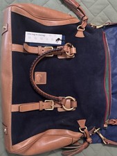 Dooney & Bourke Navy/Brown Zip Shoulder Bag T...