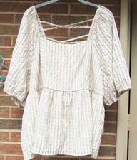 CATO STRAPPY BACK TOP SIZE 18/20W PUFFY SLEEVES 3/4 NEW WITH TAGS