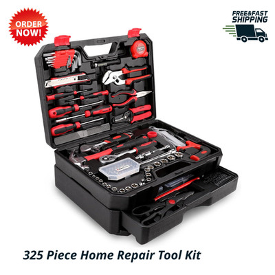 325 Piece Home Repair Tool Kit with Storage Case for Household and Auto DIY