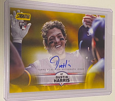 Dustin Harris RC 2025 Stadium Club Auto On Card Yellow Texas Rangers