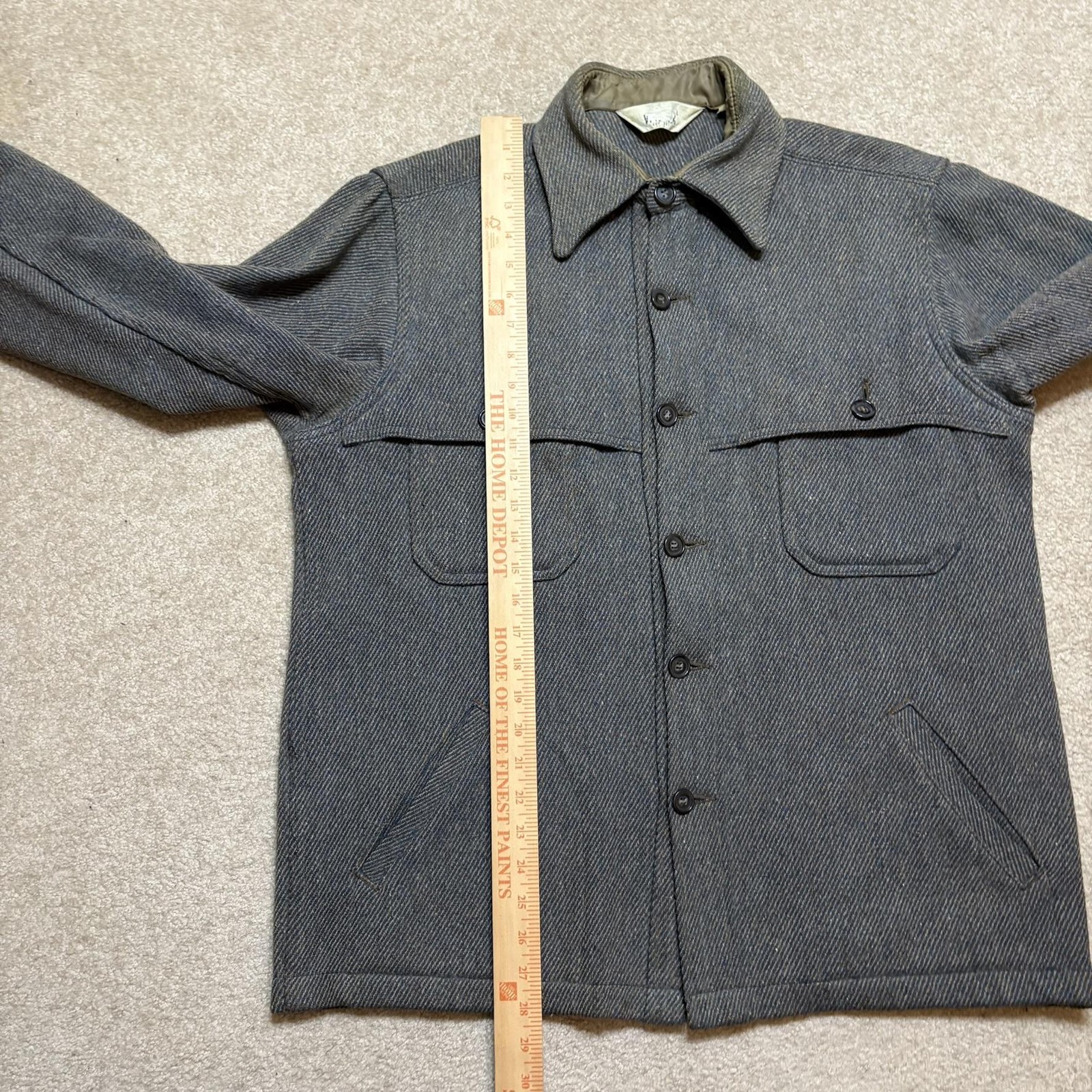 Vtg 70s Woolrich Mackinaw Shirt Jacket Mens Large Gray Wool Herringbone Cruiser image 7