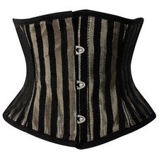 Black Gold Stripe Underbust Corset Steel Boned Waist Trainer Waist Cincher