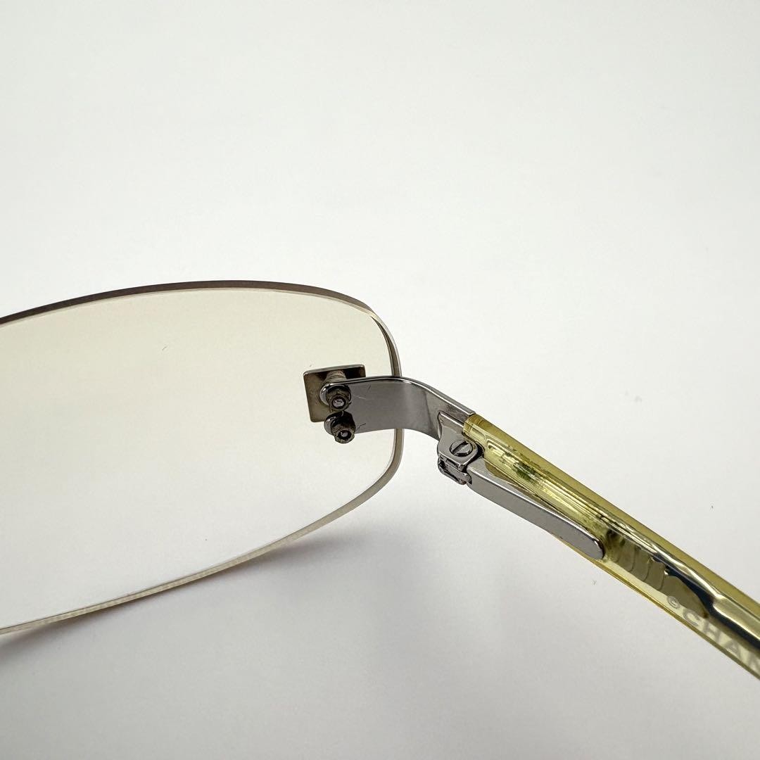 CHANEL 4067 Vintage Rimless Sunglasses Coco Mark Silver