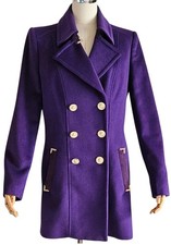 GIANNI VERSACE COUTURE VTG Double-Breasted Purple Wool Coat,Gold Medusa Buttons