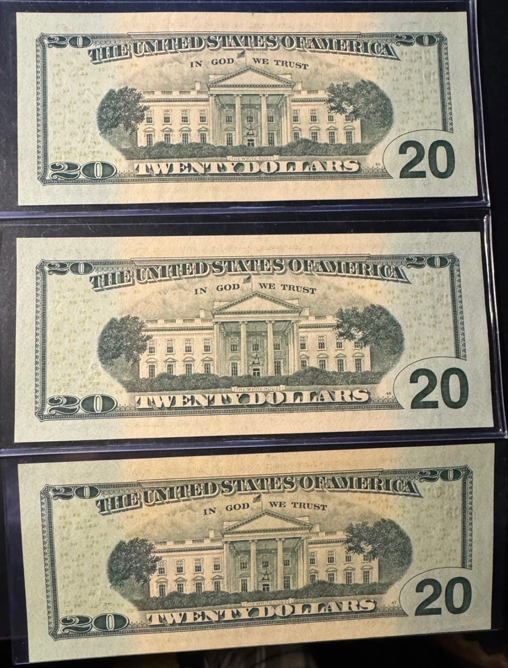 LOT OF 3 $20 CONSECUTIVE 2004 STAR NOTES UNCIRCULATED CRISP - Image 2 of 2