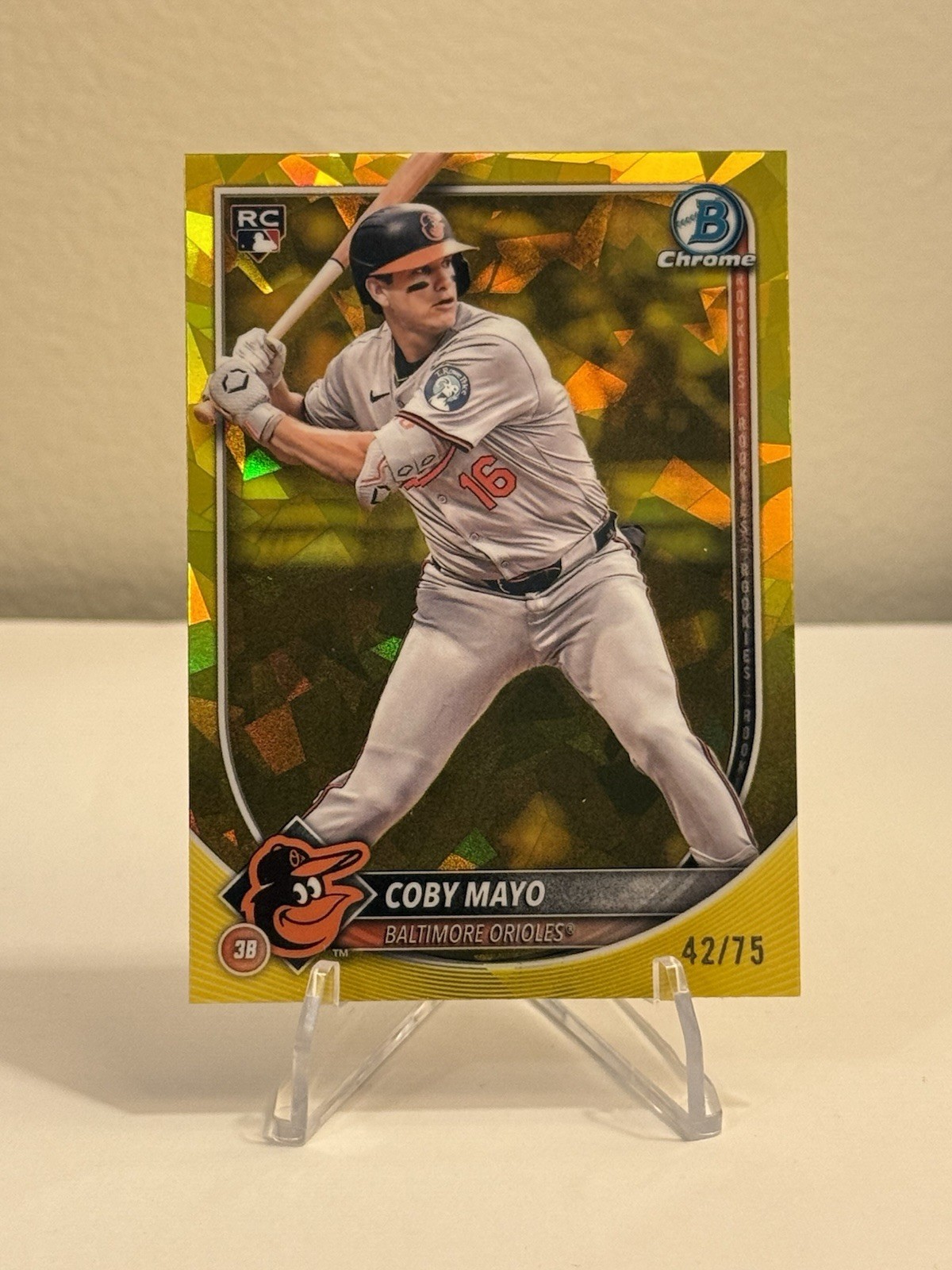2025 Bowman Chrome Sapphire COBY MAYO #83 Yellow Refractor #42/75 ORIOLES RC