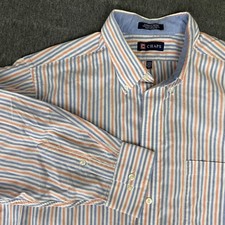 Chaps Mens Classic Oxford Striped Button Down Shirt 17-17.5 34/35 Wrinkle Free