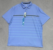 NEW IZOD Golf Striped Short Sleeve Polo Shirt Cornflower Blue Mens 2XL Stretch