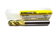 Kennametal (1115828) 10mm x 22mm x 75mm 4-Flute SE RH Carbide Ball End Mill